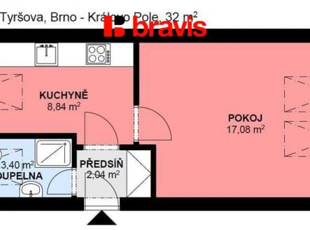 1+1 Tyršova 32m2.jpg | Pronájem bytu, 2+kk, 32 m²