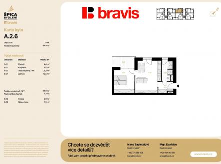 A.2.6_Karta bytu | Prodej bytu, 2+kk, 53 m²