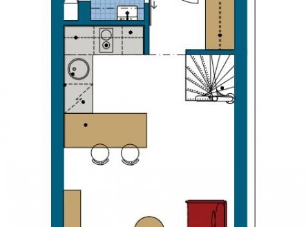 mezonet | Pronájem bytu, 2+kk, 51 m²