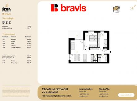 B.2.2_Karta bytu | Prodej bytu, 3+kk, 78 m²