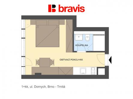 1+kk Dornych byt 414 | Pronájem bytu, 1+kk, 24 m²