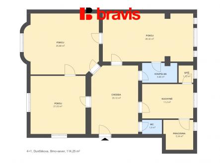 4+1 Durďakova114,25m2 | Pronájem - kanceláře, 117 m²