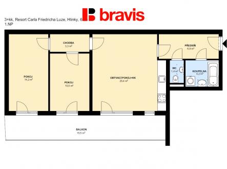 3+kk Resort Hlinky 65,8m2 - G | Pronájem bytu, 3+kk, 66 m²