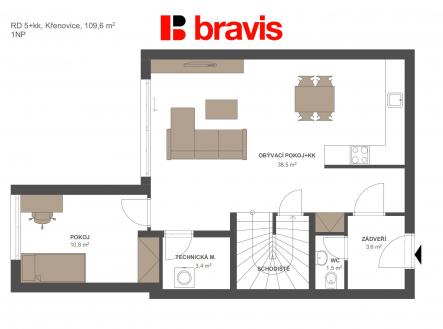 RD 5+kk Křenovice 109,6m2 1NP | Prodej - dům/vila, 110 m²