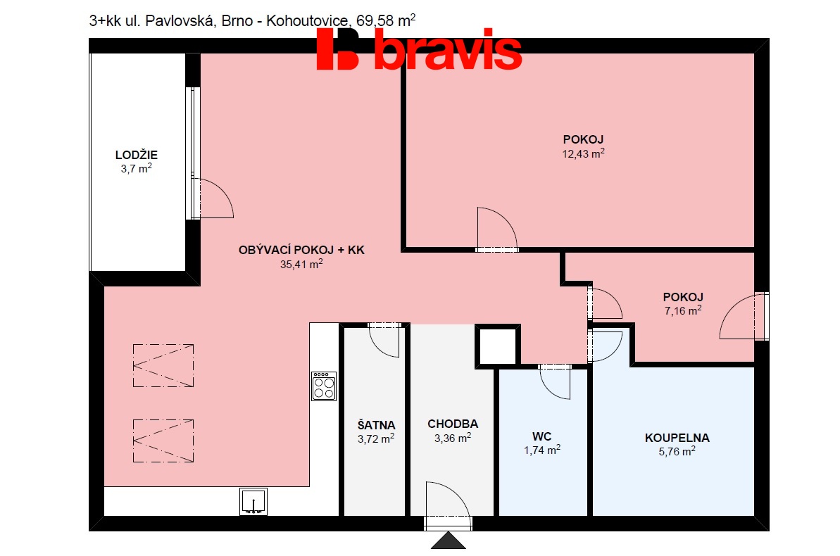 3+kk Pavlovská 69,58m2