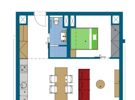 půdorys 2+kk standard plus | Pronájem bytu, 2+kk, 49 m²