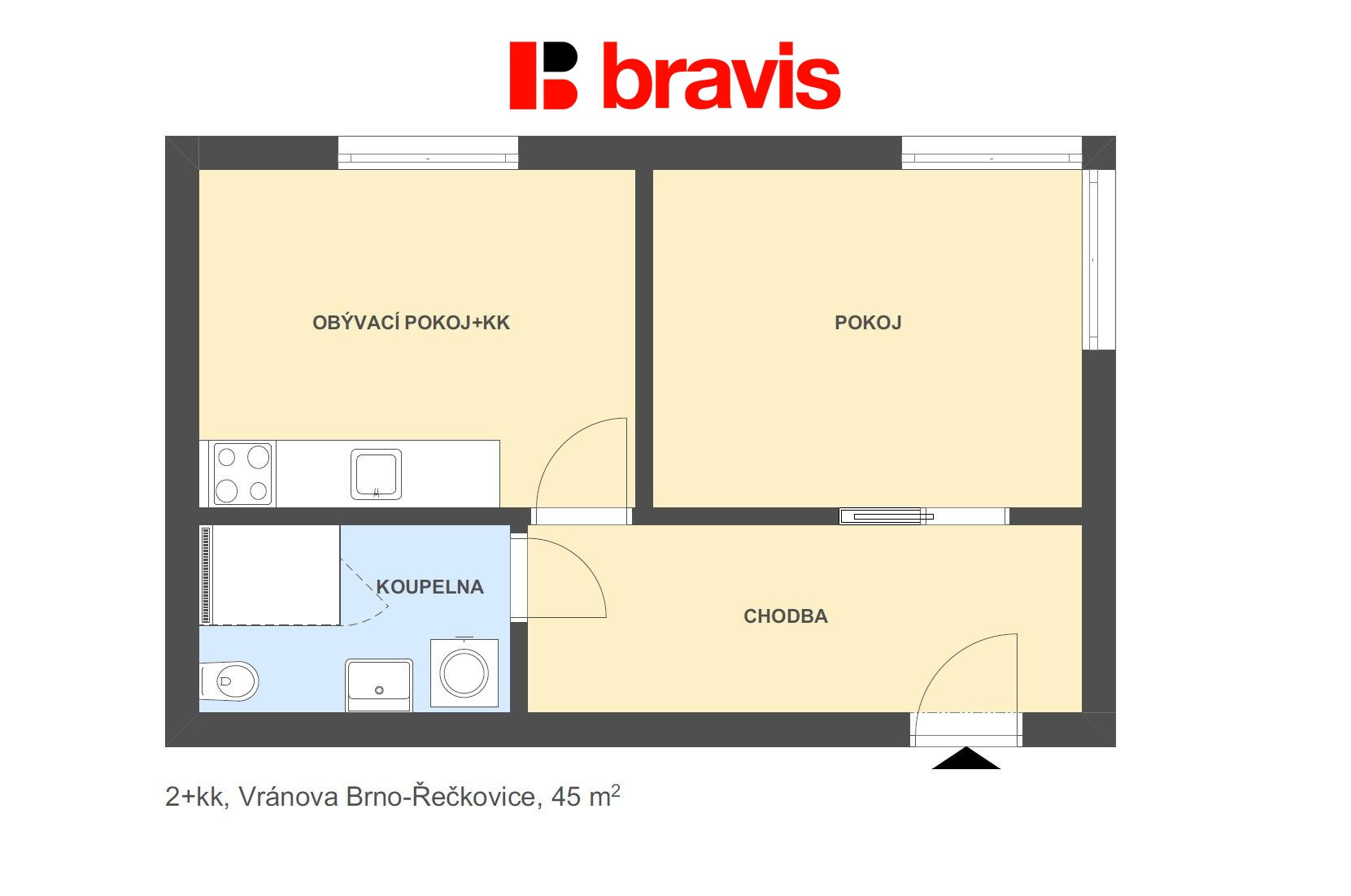 2+kk Vránova 45m2