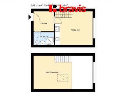 2+kk bratří Sapáků 38 m2 | Pronájem bytu, 2+kk, 38 m²