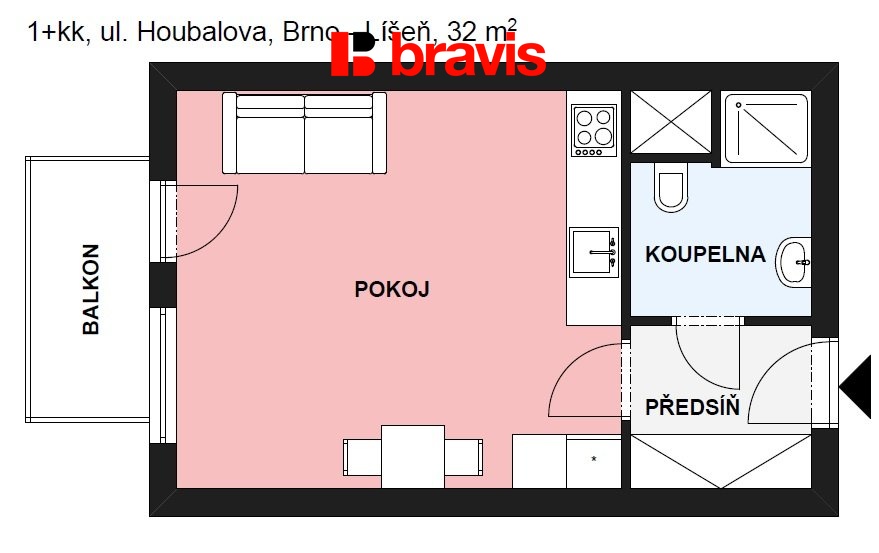 1+kk Houbalova 32m2