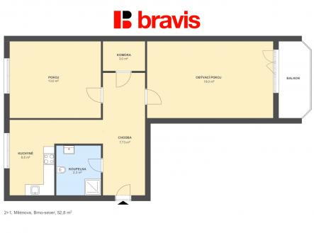 2+1 MIlénova 52,8m2 | Prodej bytu, 2+1, 55 m²