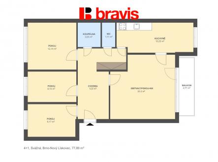 4+1 Svážná 77,89m2 | Prodej bytu, 4+1, 80 m²
