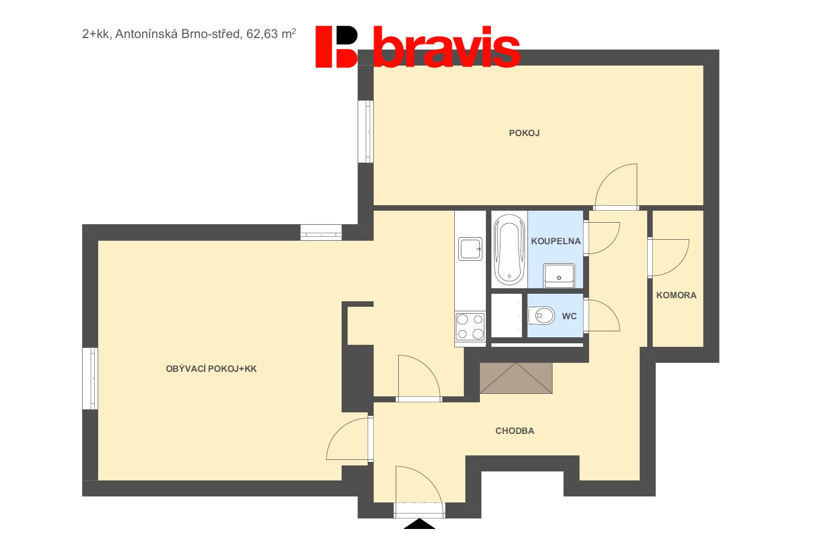 2+kk Antonínská 62,63m2