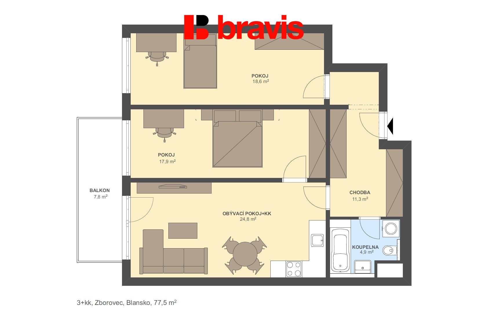 3+kk Zborovec 77,5m2