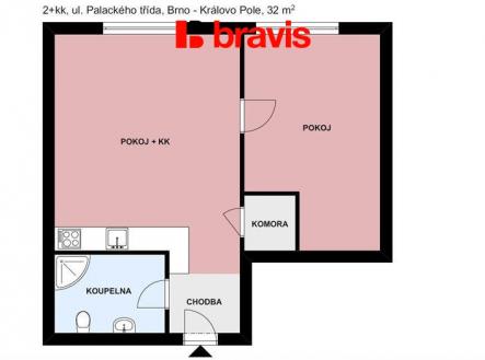 2+kk Palackého tř, 32m2.jpg | Pronájem bytu, 2+kk, 32 m²