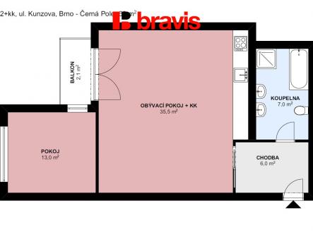 2+kk Kunzova 63m2 | Pronájem bytu, 2+kk, 63 m²