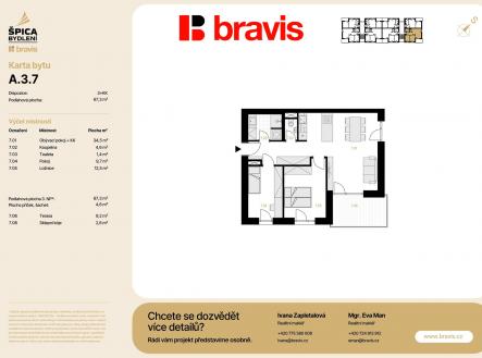 A.3.7_Karta bytu | Prodej bytu, 3+kk, 76 m²