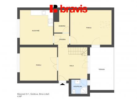 Mezonet 5+1 Goldova 4.NP  | Pronájem bytu, 5+kk, 152 m²