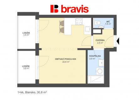 1+kk Blansko 30,8m2 | Prodej bytu, 1+kk, 30 m²
