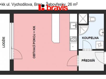 1+1 Vychodilova 26m2.jpg | Pronájem bytu, 1+kk, 26 m²