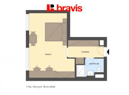 1+kk Dornych 511 | Pronájem bytu, 1+kk, 24 m²