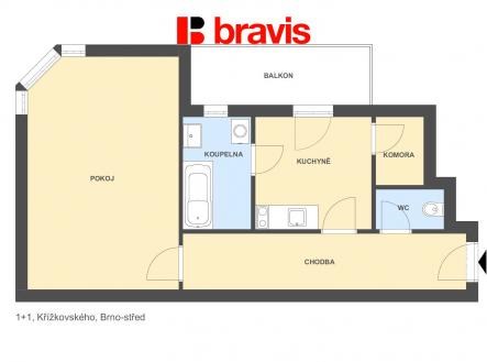 1+1 Křížkovského | Pronájem bytu, 1+1, 42 m²