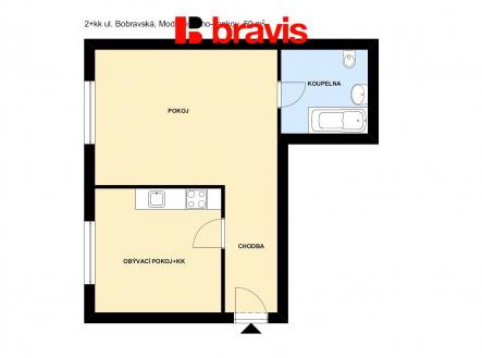 2+kk Bobravská Modřice 50m2 | Pronájem bytu, 2+kk, 50 m²