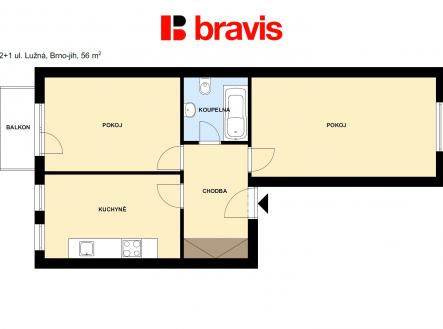 2+1 Lužná 56m2 | Pronájem bytu, 2+1, 56 m²