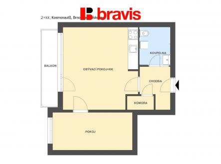 2+kk Kosmonautů | Pronájem bytu, 2+kk, 39 m²