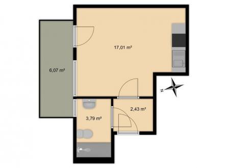 Pronájem bytu, 1+kk, 25 m²