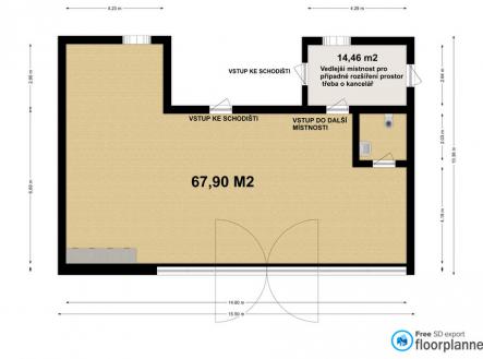 Pronájem - kanceláře, 68 m²