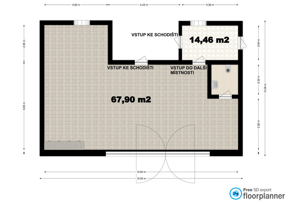 Pronájem nebytových prostor 82,36 m2, Na Radosti, Praha 5 - Zličín