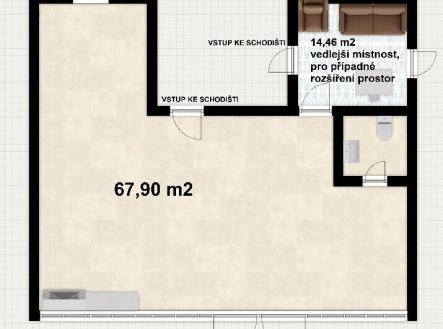 Pronájem - kanceláře, 67 m²