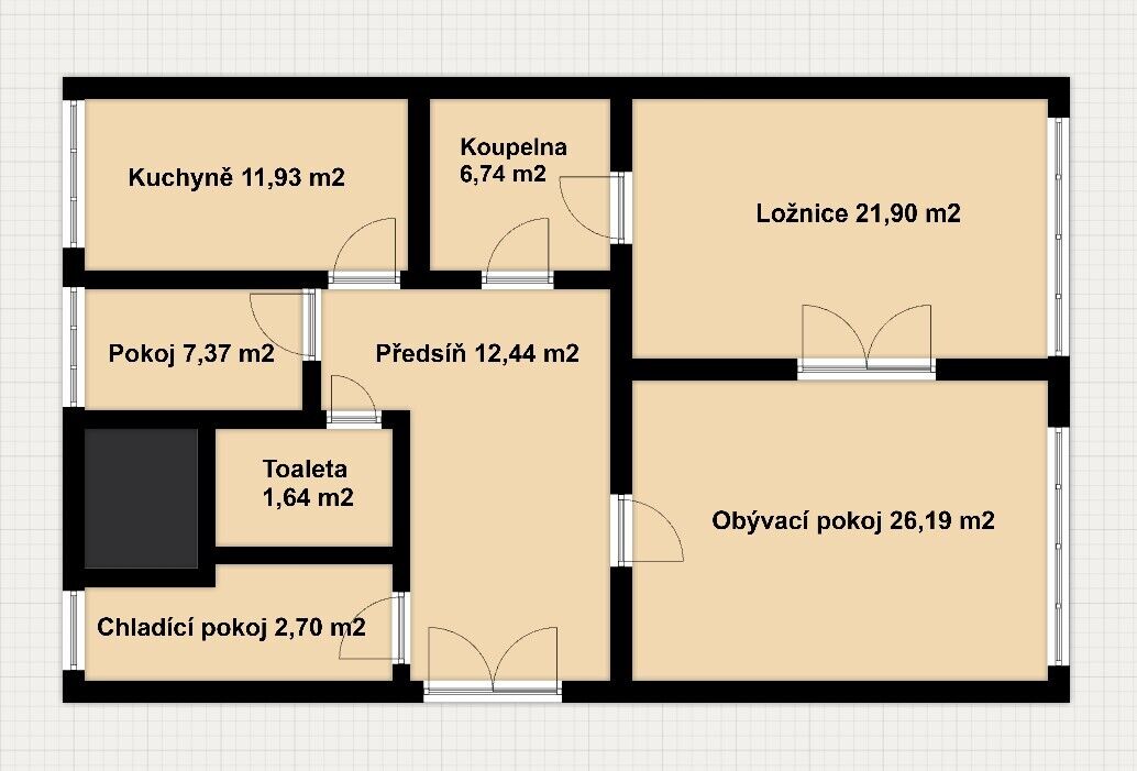 Prodej ojedinělého bytu 3+1, 88,5 m2