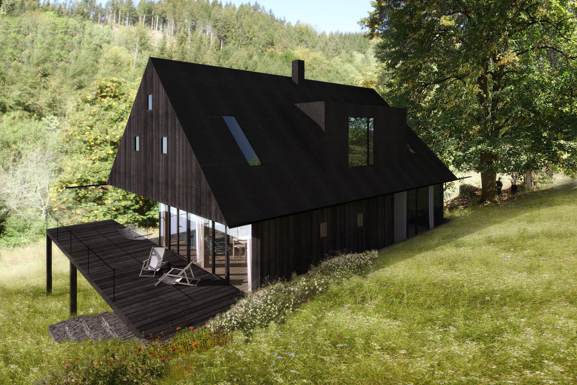 Prodej pozemků 1,6 ha s projektem výstavby, souboru domů, Stromkovice, okr. Semily