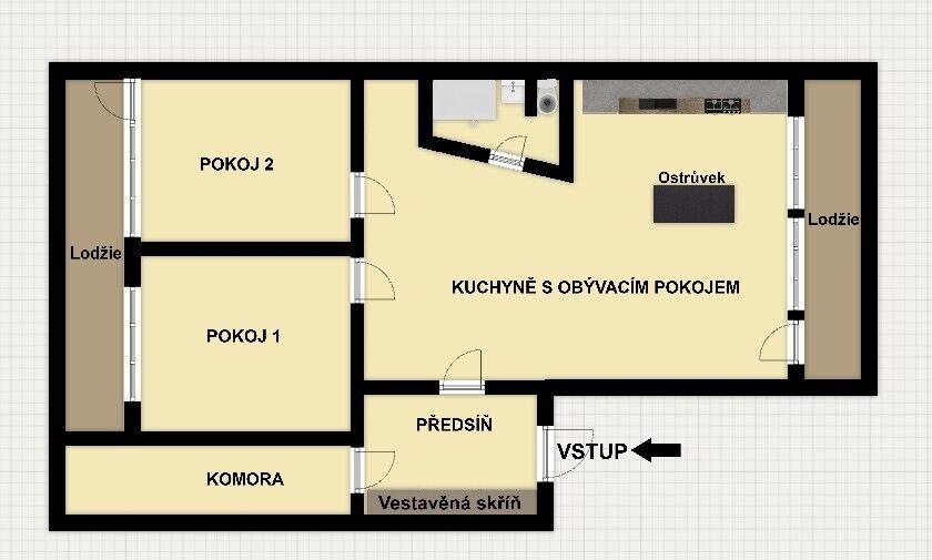 Pronájem krásného 3+kk 86 m2 se dvěma lodžiemi