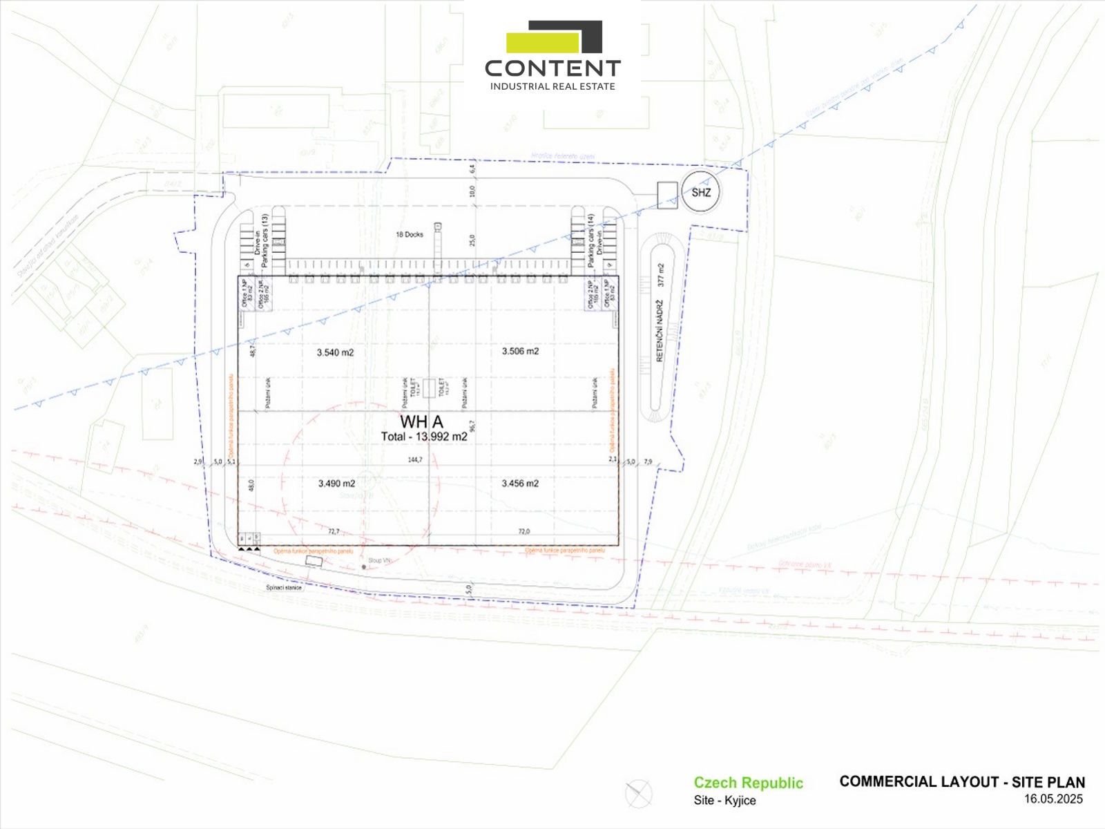 Prodej komerčního pozemku 27.899 m², Chomutov, D7