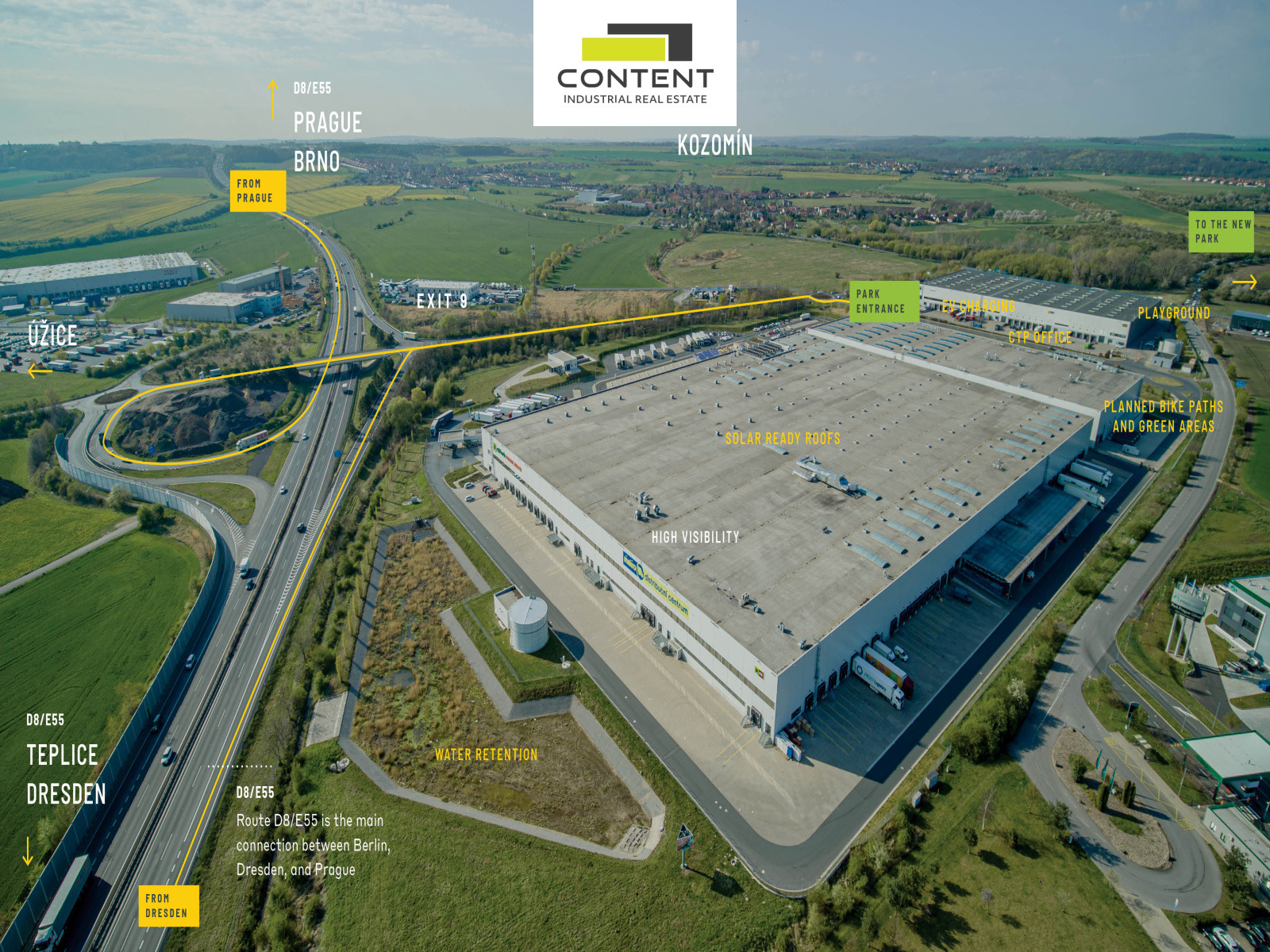 Pronájem skladu, výrobních prostor 15.715 m², Kozomín, D8