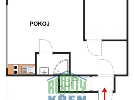 plánek  | Pronájem bytu, 2+kk, 33 m²