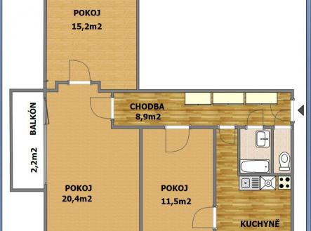 Pronájem bytu, 3+1, 72 m²