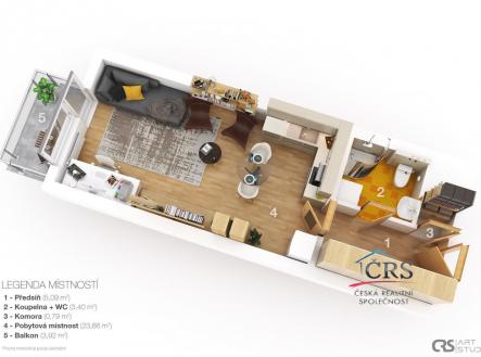 3d-layout.jpg | Pronájem bytu, 1+kk, 33 m²