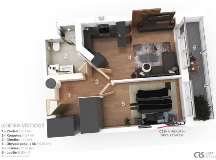 3d-layout.jpg | Pronájem bytu, 2+kk, 44 m²