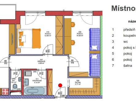 Byt 3+kk, půdorys | Prodej bytu, 3+kk, 70 m²