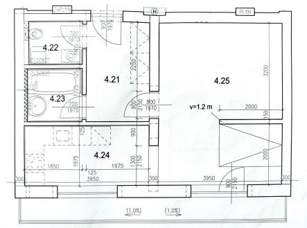 půdorys | Prodej bytu, 1+kk, 52 m²