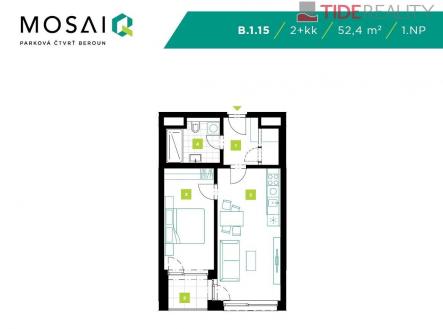 . | Prodej bytu, 2+kk, 56 m²