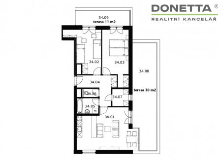 byt č. 34 | Prodej bytu, 3+kk, 77 m²