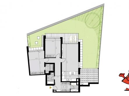 Pronájem bytu Praha 5 Košíře Pomezí Lerausova - půdorys | Pronájem bytu, 3+kk, 116 m²