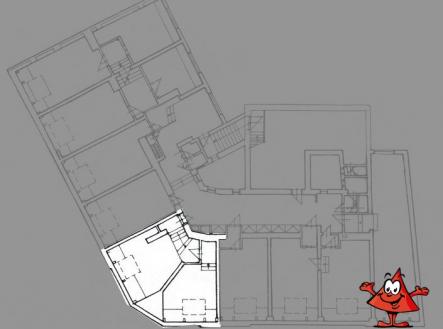 Pronájem kanceláří Praha 1 - Palackého - půdorys | Pronájem - kanceláře, 46 m²