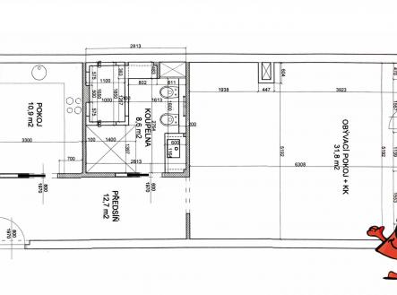 Prodej bytu Praha 9 Kostomlatská - půdorys | Pronájem bytu, 2+kk, 63 m²