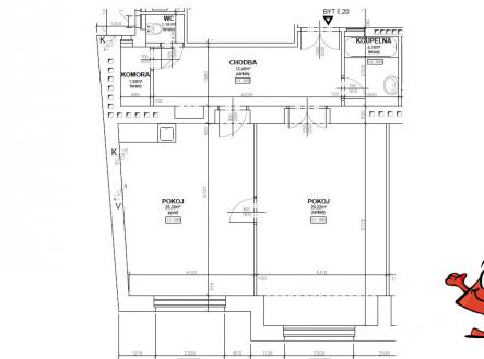 Schnirchova - půdorys | Pronájem bytu, 2+kk, 75 m²