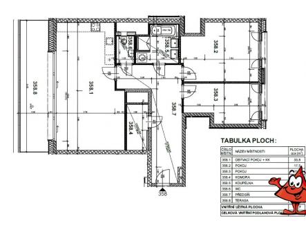 Pronájem bytu Praha 3 Žižkov Malešická - půdorys | Pronájem bytu, 3+kk, 93 m²